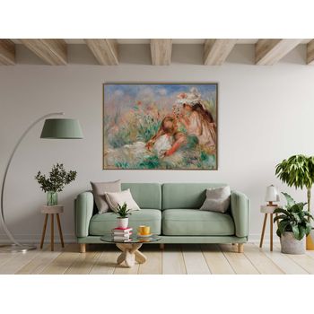 Tablou canvas, intaglio, color, clasic, girls in the grass arranging a bouquet de pierre renoir, print pe panza premium, pentru rnr10-2