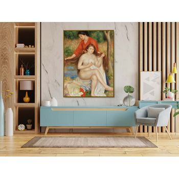 Tablou canvas, intaglio, color, clasic, bather and maid de pierre renoir, print pe panza premium, pentru living rnr03-2