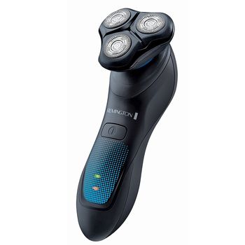 Aparat de ras cu capete rotative remington hyperflex aqua,design ergonomic si modern,negru/albastru
