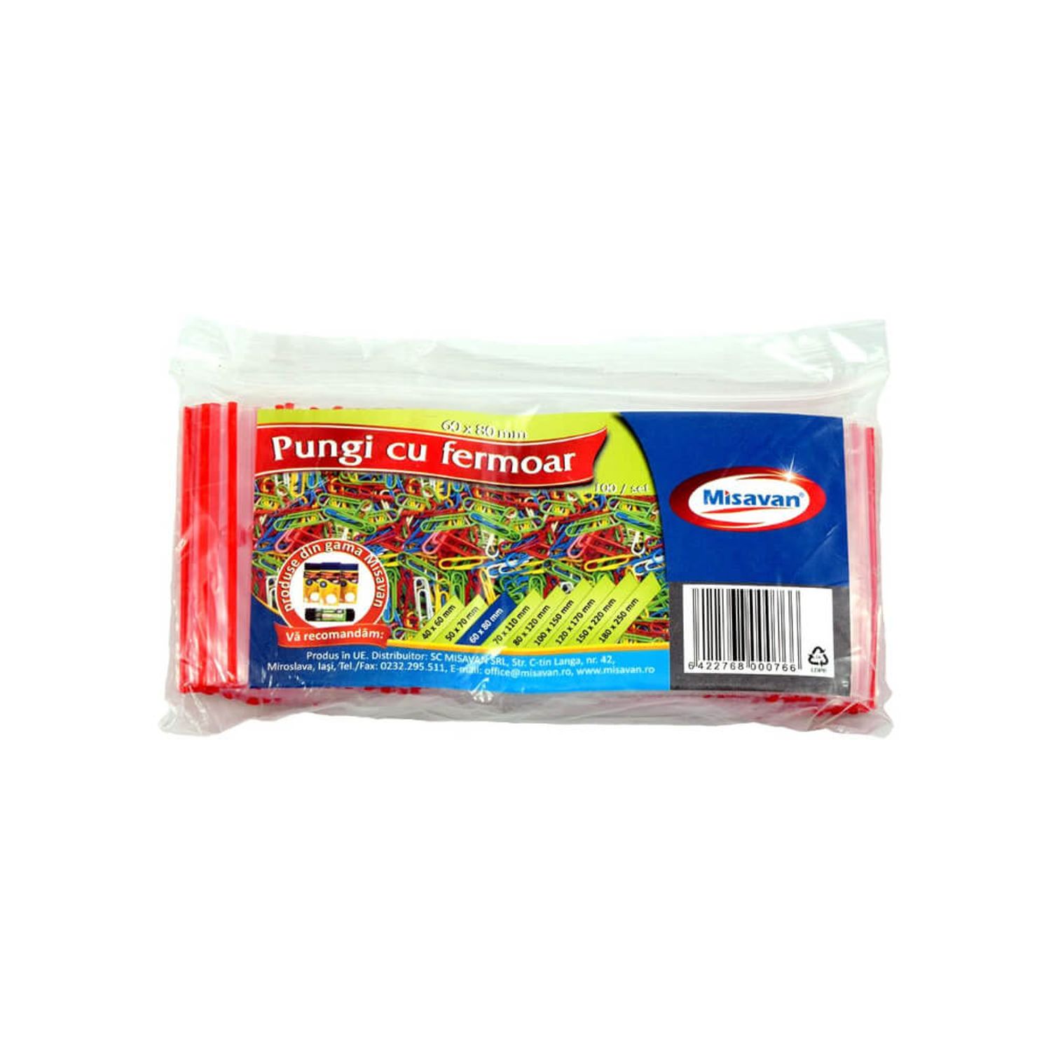 Set 100 Pungi Ziplock cu Fermoar Misavan, 6x8 cm fotografia produsului