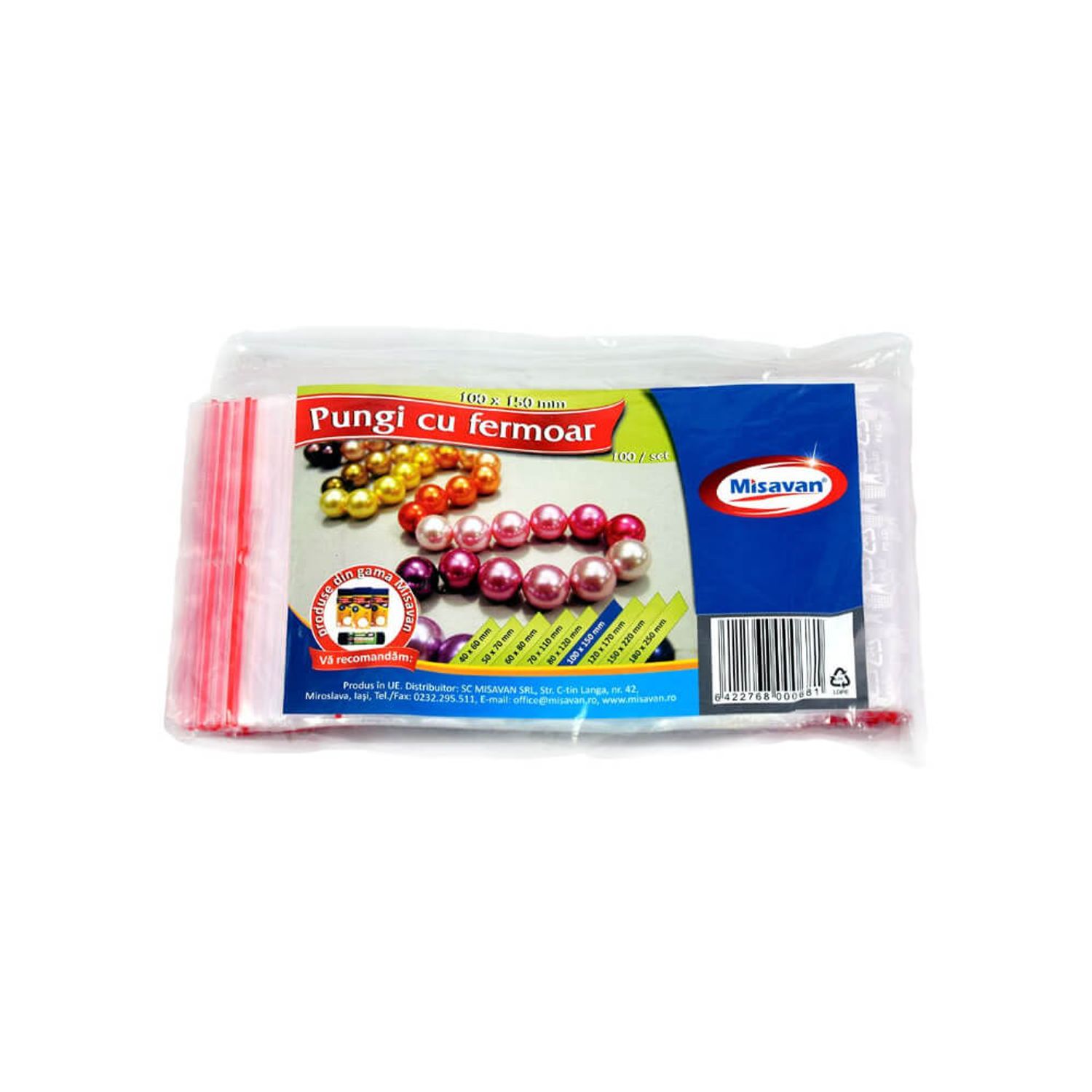 Set 100 Pungi Ziplock cu Fermoar Misavan, 10x15 cm fotografia produsului