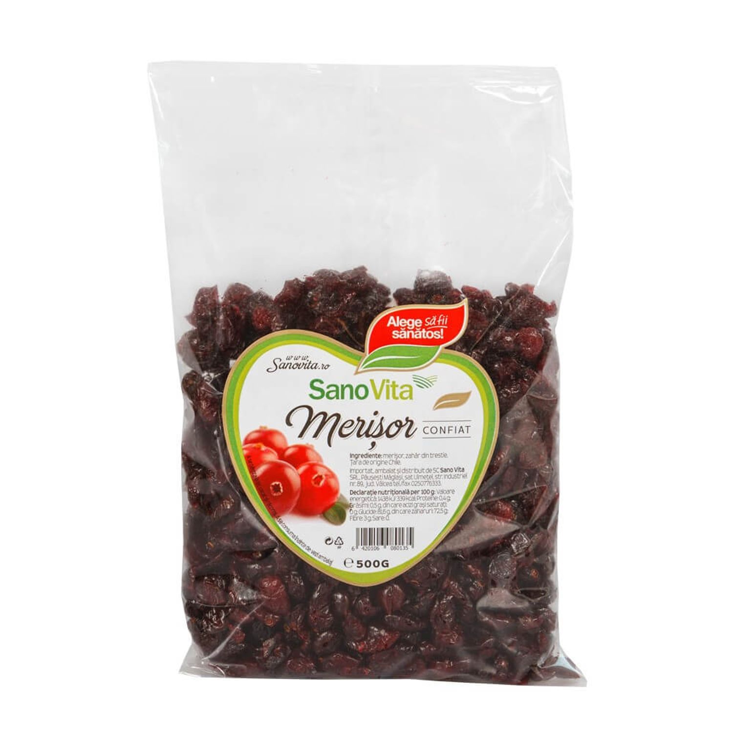 Merisoare Confiate Sano Vita, 500g fotografia produsului