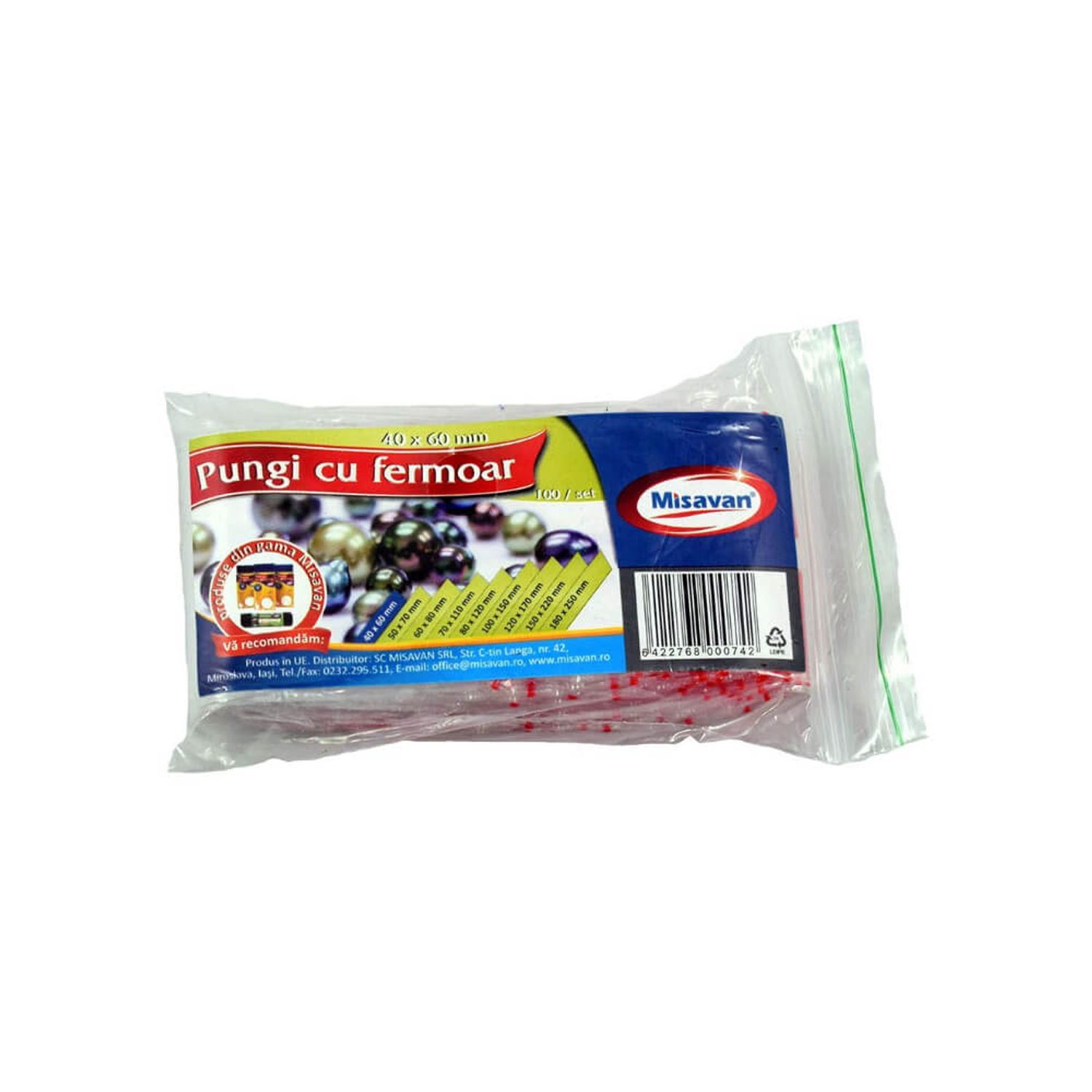 Set 100 Pungi Ziplock cu Fermoar Misavan, 4x6 cm fotografia produsului