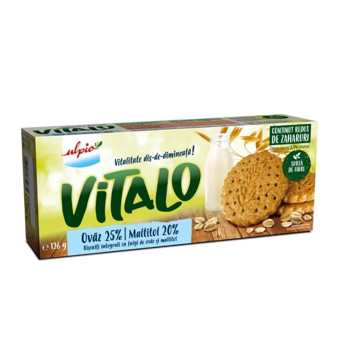 Biscuiti cu Ovaz si Indulcitor Ulpio Vitalo, 126 g fotografia produsului