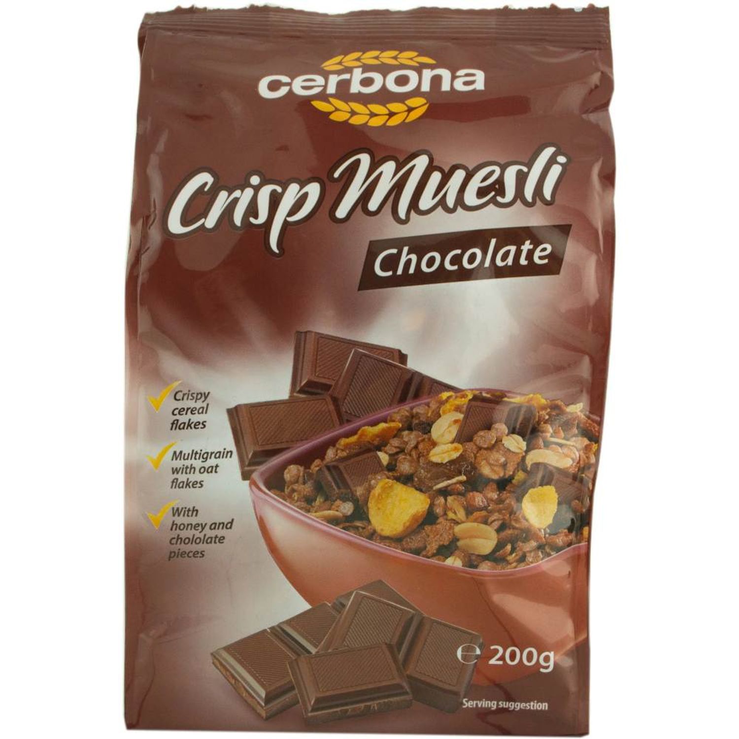 Cereale Musli cu Ciocolata Cerbona, 200 g fotografia produsului