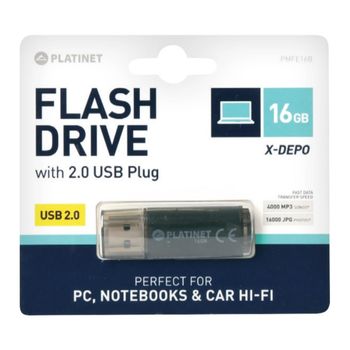 Stick Memorie USB 2.0 Platinet 16 GB, Negru