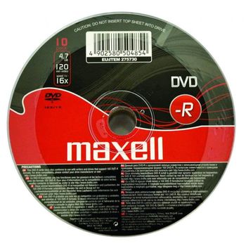 Set 10 dvd-r inscriptibil maxell, capacitate 4.7 gb