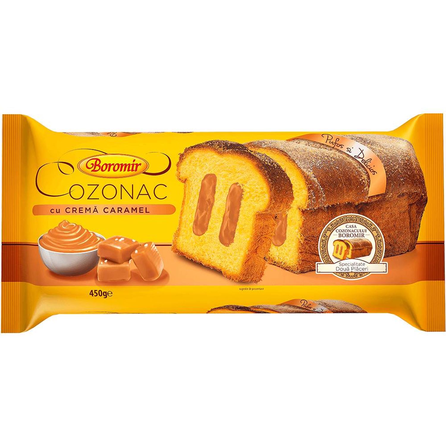 Cozonac Boromir cu Crema de Caramel, 450 g fotografia produsului