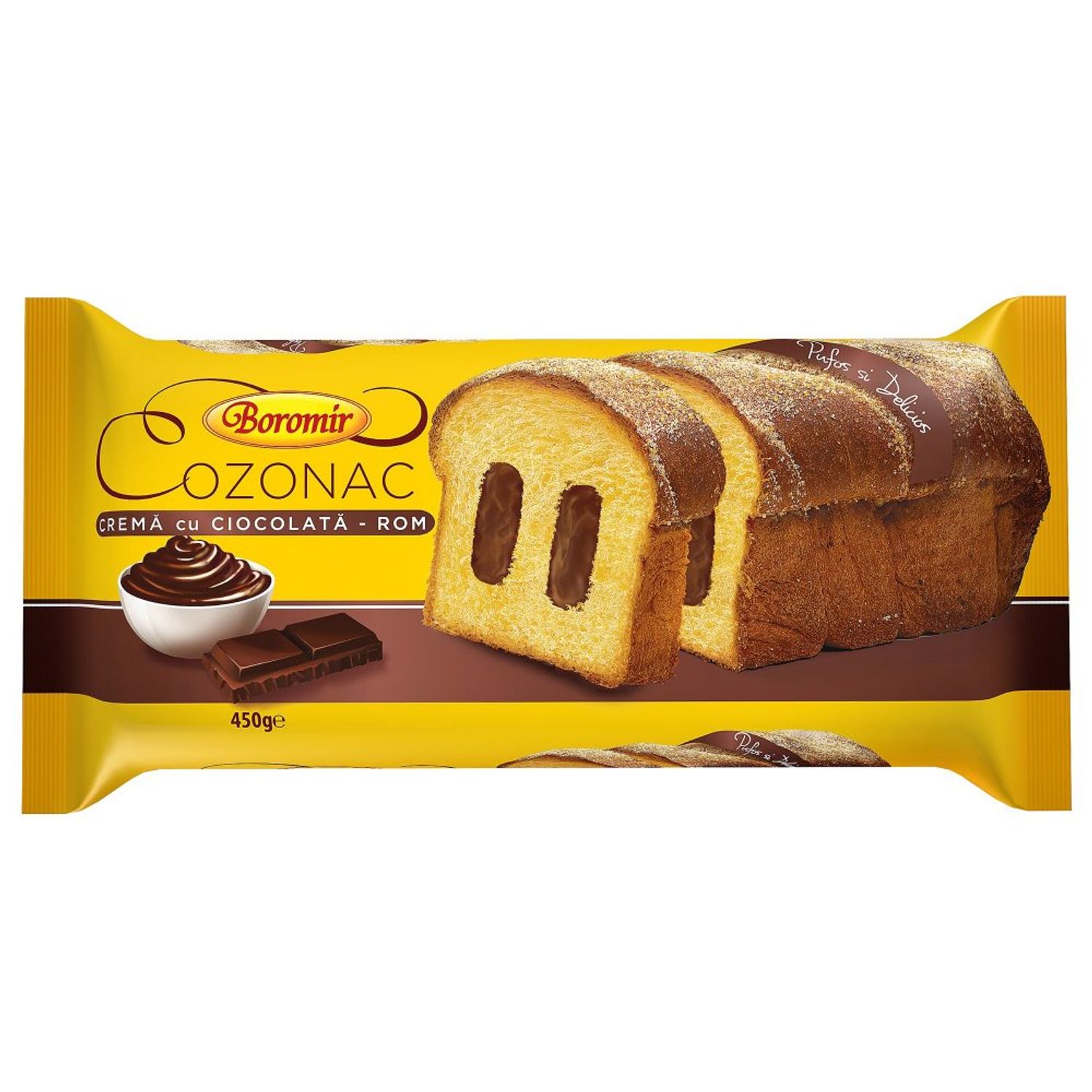 Cozonac Boromir cu Crema de Ciocolata si Rom, 450 g fotografia produsului