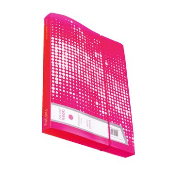Mapa din plastic a4 cu elastic si burduf noki, roz neon