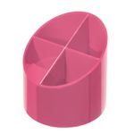 Suport Plastic Pentru Instrumente De Scris, Rotund, 4 Compartimente Roz fotografia produsului