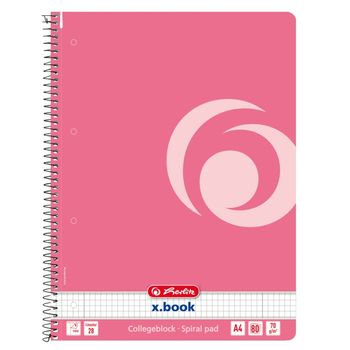Caiet a4 80 file cu spirala patratele, culoare roz