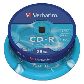 Set 25 CD-R Inscriptibil Verbatim cu Suport, Capacitate 700 Mb