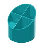 Suport Plastic Pentru Instrumente De Scris, Rotund, 4 Compartimente Turcoaz fotografia produsului