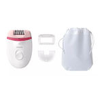 Epilator Philips Electric, Utilizare Cu Fir, Functionare Cu Discuri Si  Maner Compact,Opti-light,Culoare Alb/ Roz fotografia produsului
