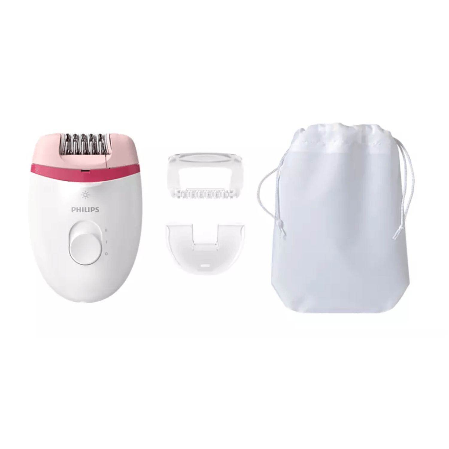 Epilator Philips Electric, Utilizare Cu Fir, Functionare Cu Discuri Si  Maner Compact,Opti-light,Culoare Alb/ Roz fotografia produsului