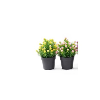 Set 2 ghivece,flori de camp, 20 cm inaltime, galben si roz