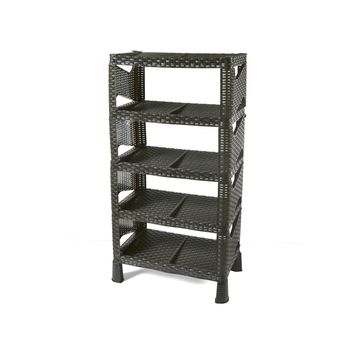 Raft 5 polite, poliratan, pentru incaltaminte, 50x32x100 h cm, maro