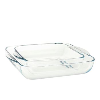 Set 2 vase patrate termorezistente, 22/28x 6 cm