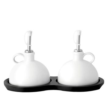 Set oliviere portelan pe suport lemn