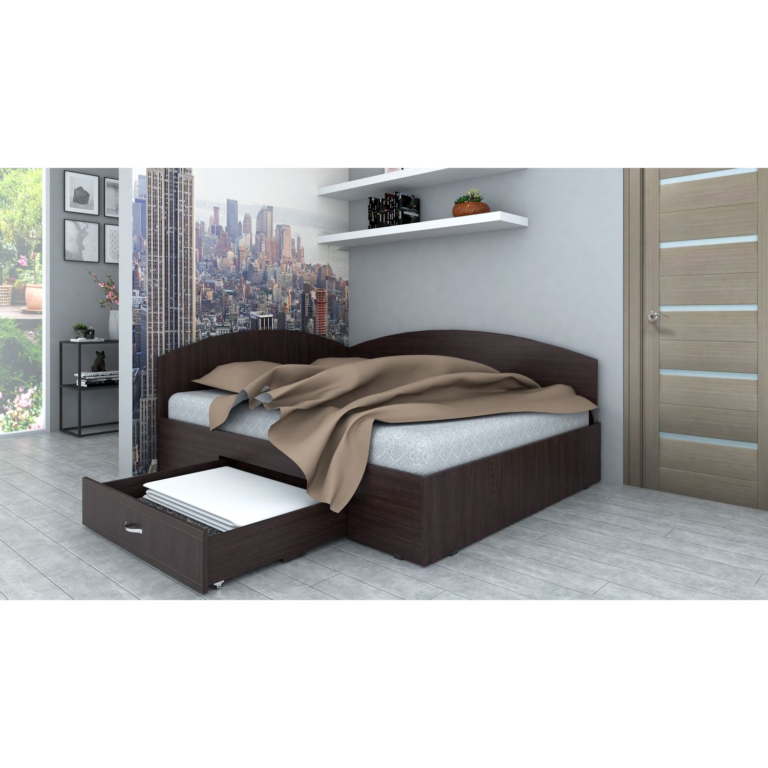 Pat pe Colt Marcel Prod, 120x200x80cm, Wenge fotografia produsului View 2 L