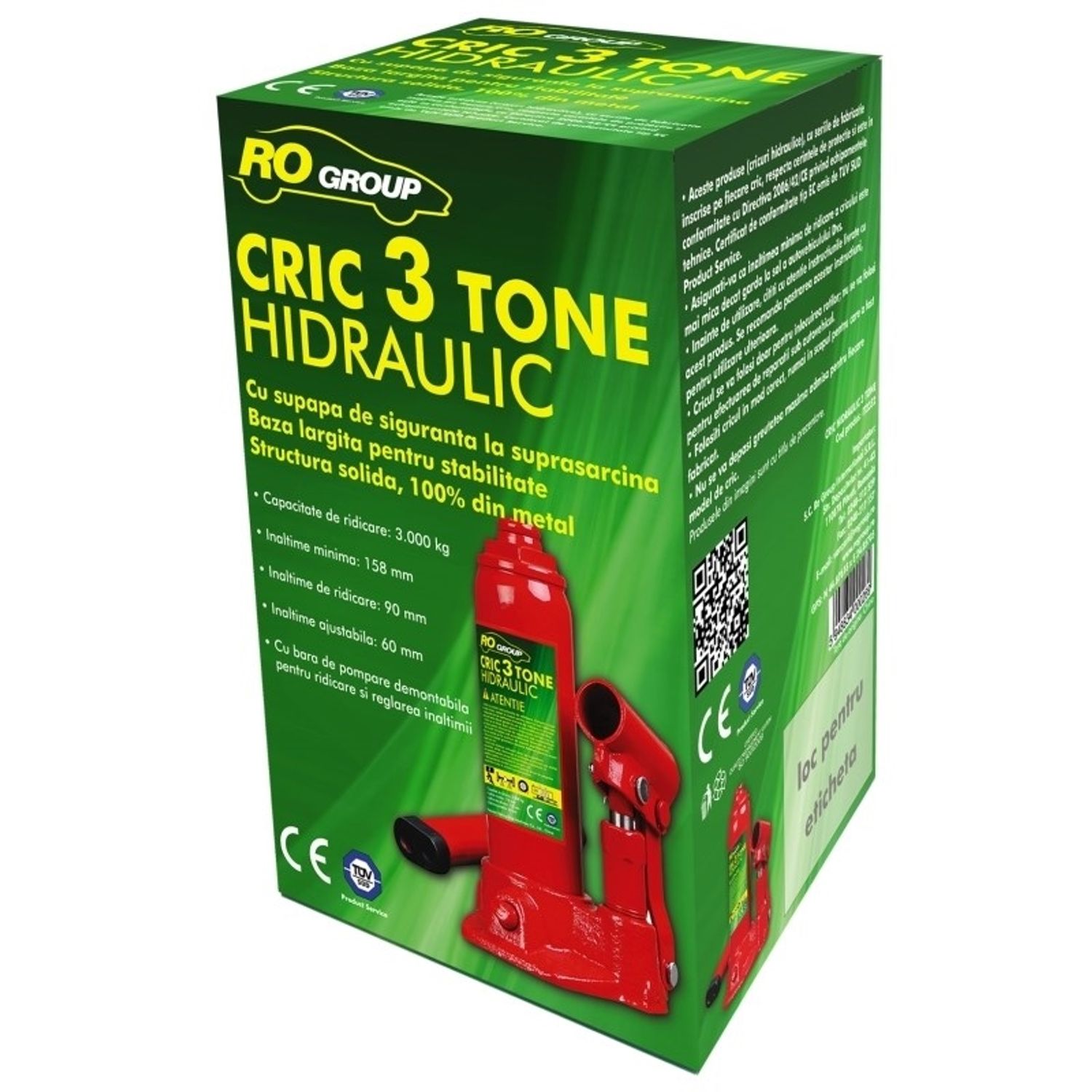 Cric hidraulic RoGroup, 3T fotografia produsului View 2 L