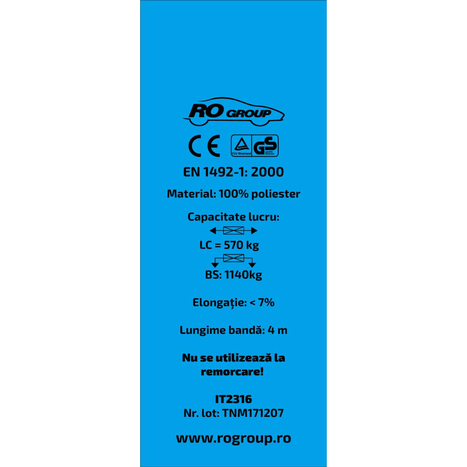 Chinga cu clichet fixare marfa RoGroup, 570 kg, 4 m, 1 buc fotografia produsului View 2 L