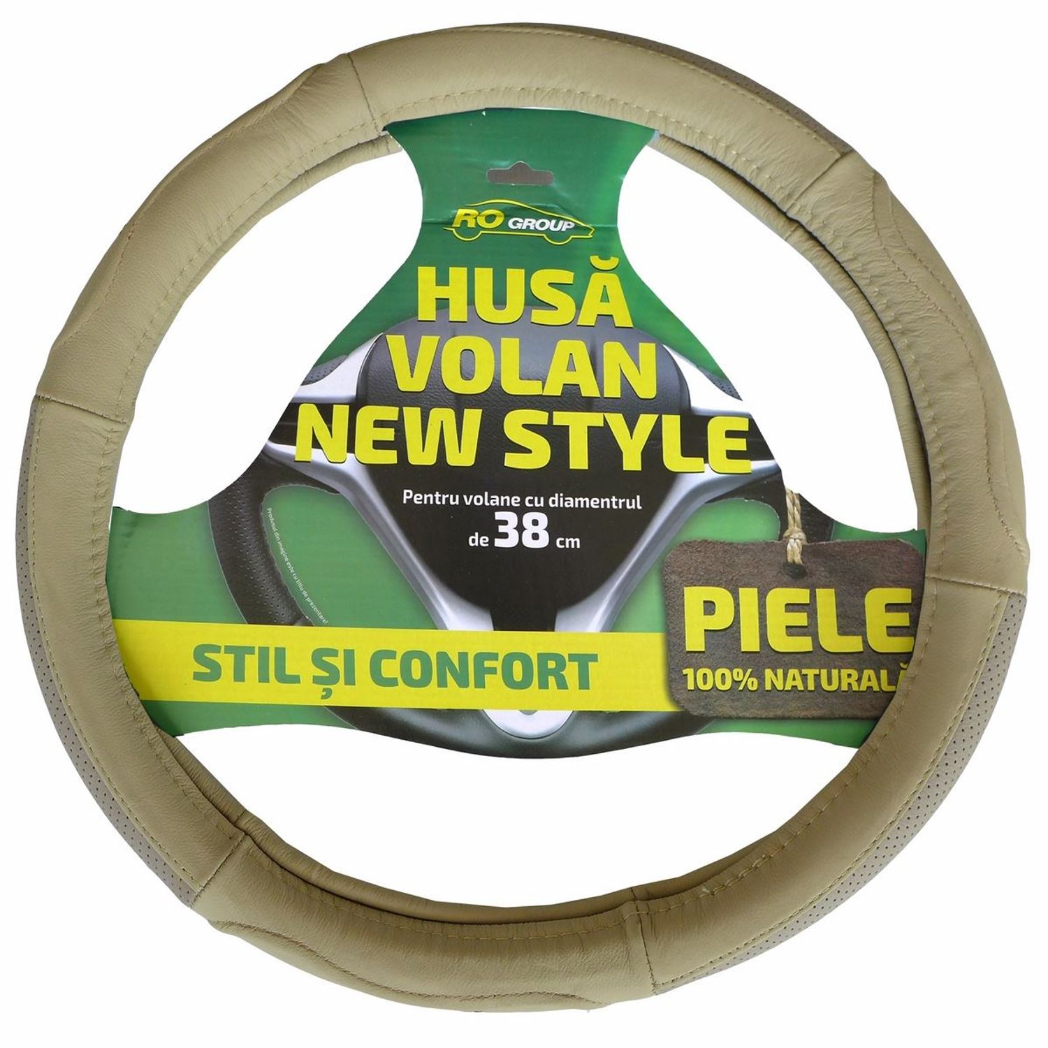 Husa volan RoGroup din piele naturala New Style, RoGroup fotografia produsului View 2 L