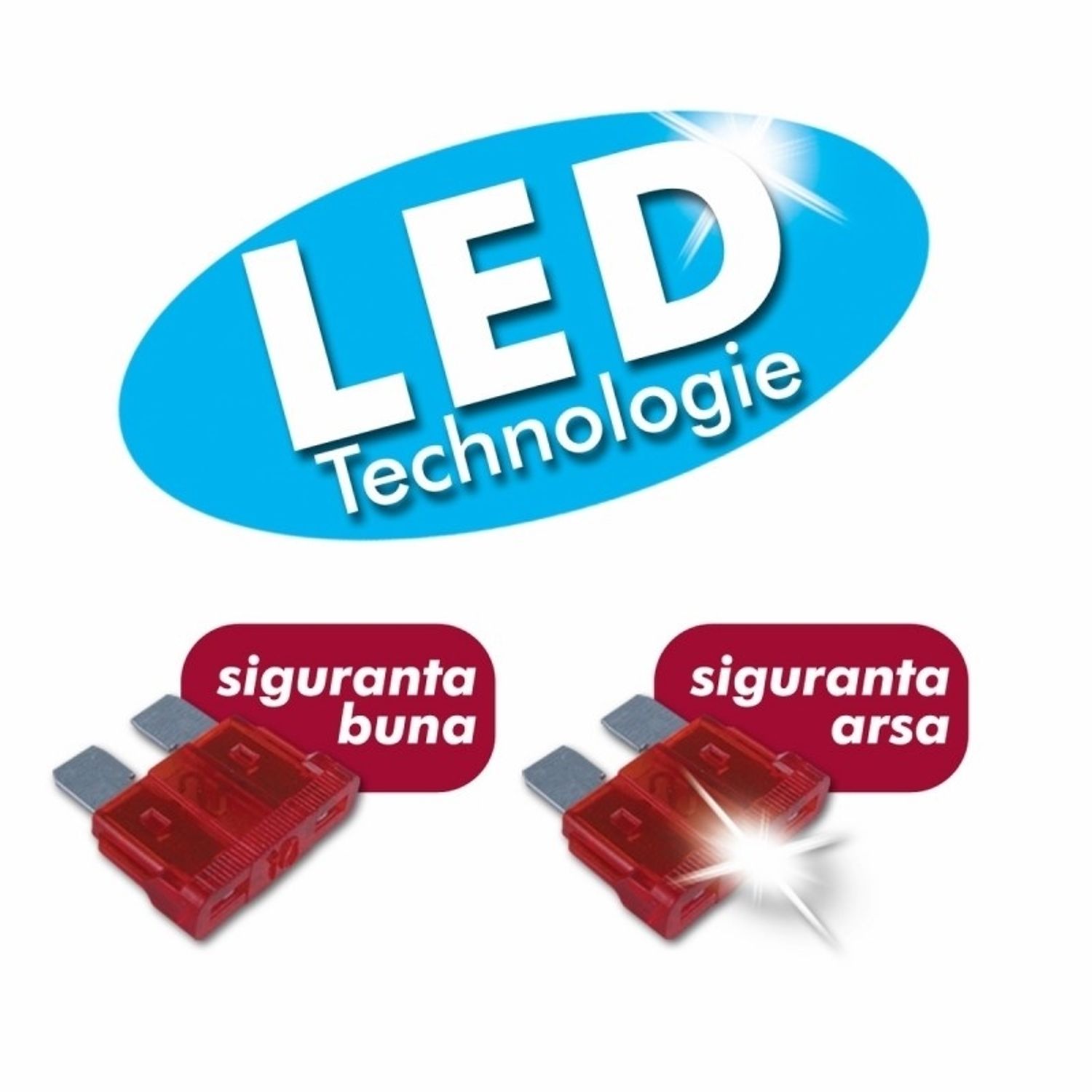 Set 10 sigurante auto plate cu led RoGroup, 12V fotografia produsului View 2 L
