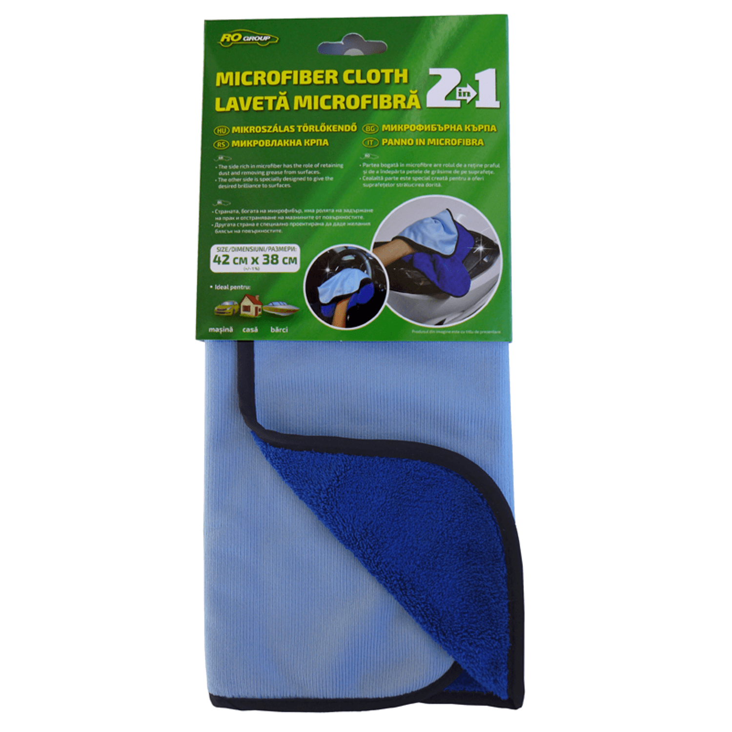 Laveta microfibra RoGroup 2 IN 1, 42 cm x 38 cm fotografia produsului View 2 L