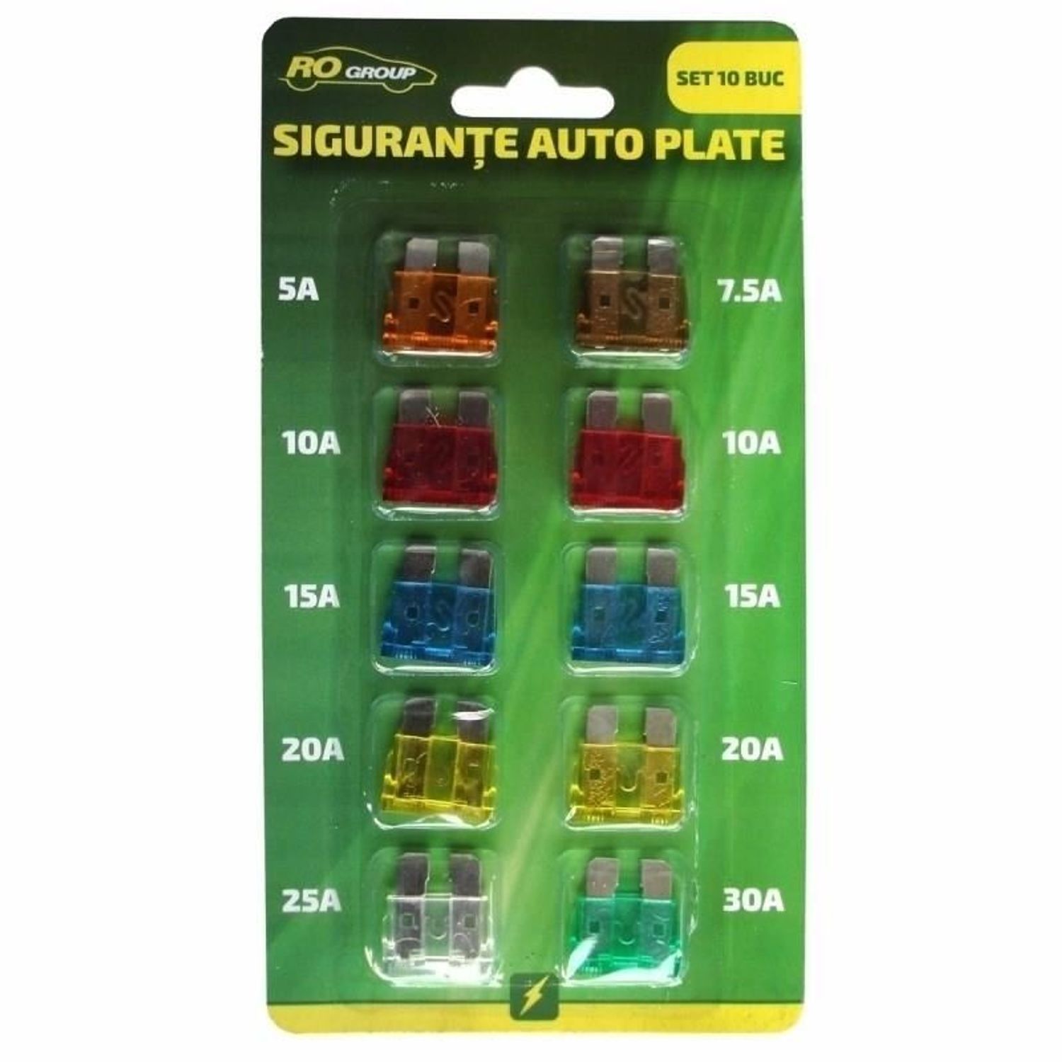 Set 10 sigurante auto plate RoGroup, 12V fotografia produsului