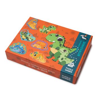 Puzzle din lemn in cutie - dinozauri