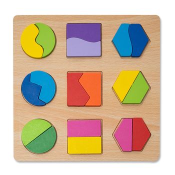 Puzzle 3d din lemn cu forme geometrice colorate p004