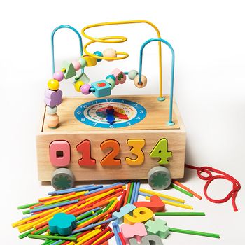 Centru educativ de activitati multifunctional din lemn - jucarie de tras