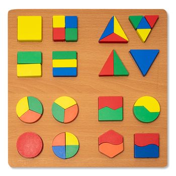 Puzzle 3d din lemn cu forme geometrice colorate p008