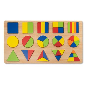 Puzzle 3d din lemn cu forme geometrice colorate p002