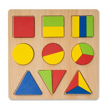 Puzzle 3d din lemn cu forme geometrice colorate p007