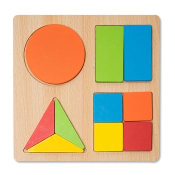 Puzzle 3d din lemn cu forme geometrice colorate p003
