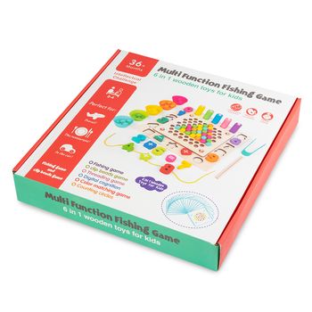Joc multifuncional din lemn 6 in 1 de pescuit magnetic