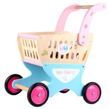 Carucior cumparaturi din lemn cu accesorii