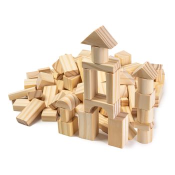 Cuburi construcie din lemn - 100 piese