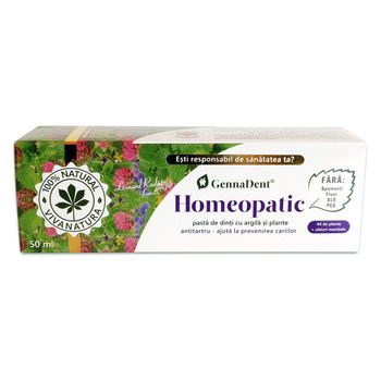 Homeopatic, Pasta de, Dinti cu Argila si Plante, GennaDent, 50 ml elefant.ro imagine 2022