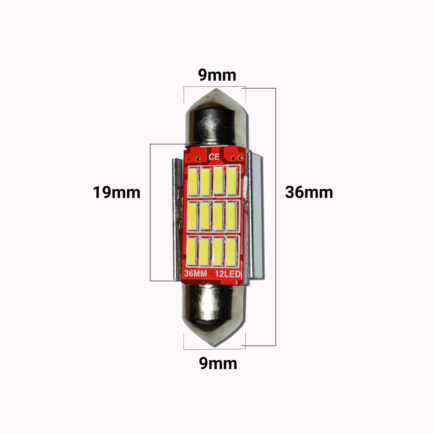 Set 2 x Bec LED 41mm SOFIT, 12LED, 12V, ALB, 4012 fotografia produsului View 4 L