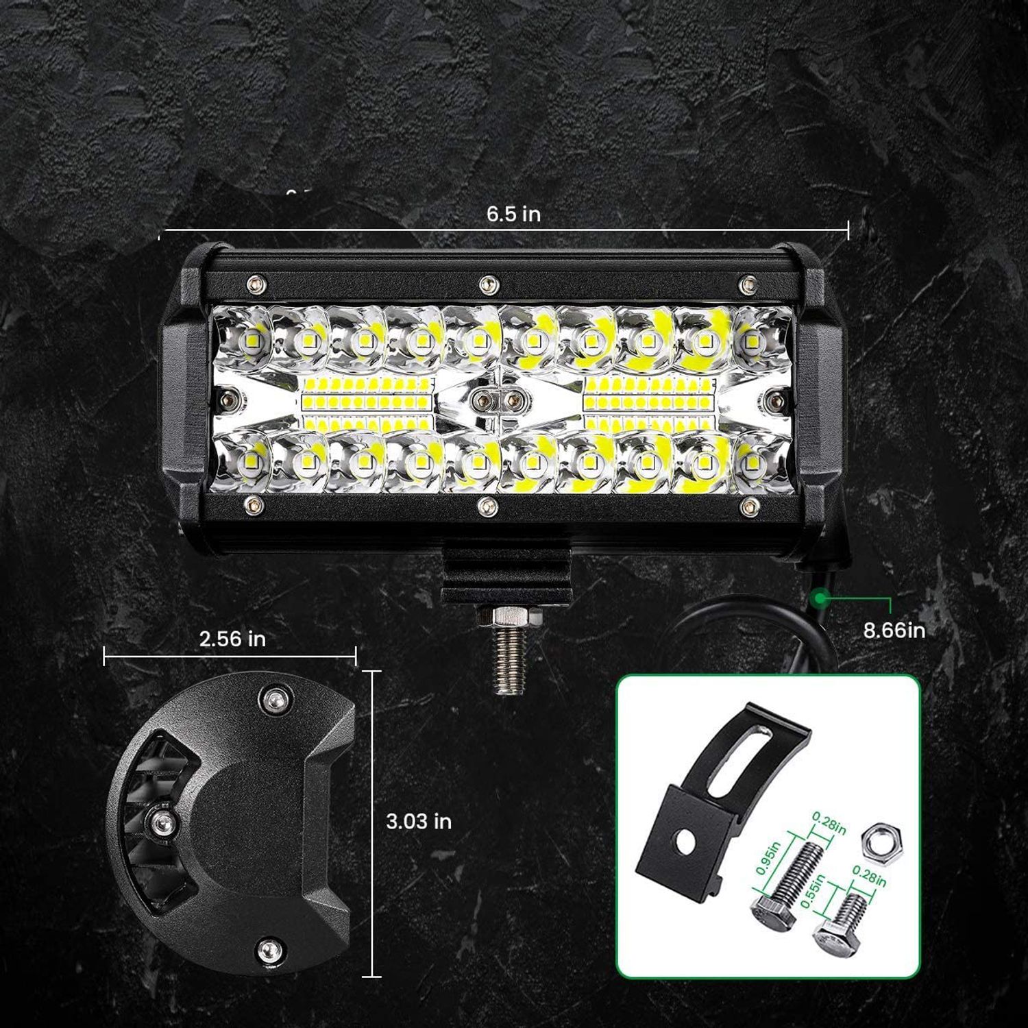Set 2 Proiectoare 6.5 Inch, 120W, Rezistente la apa si praf fotografia produsului View 5 L