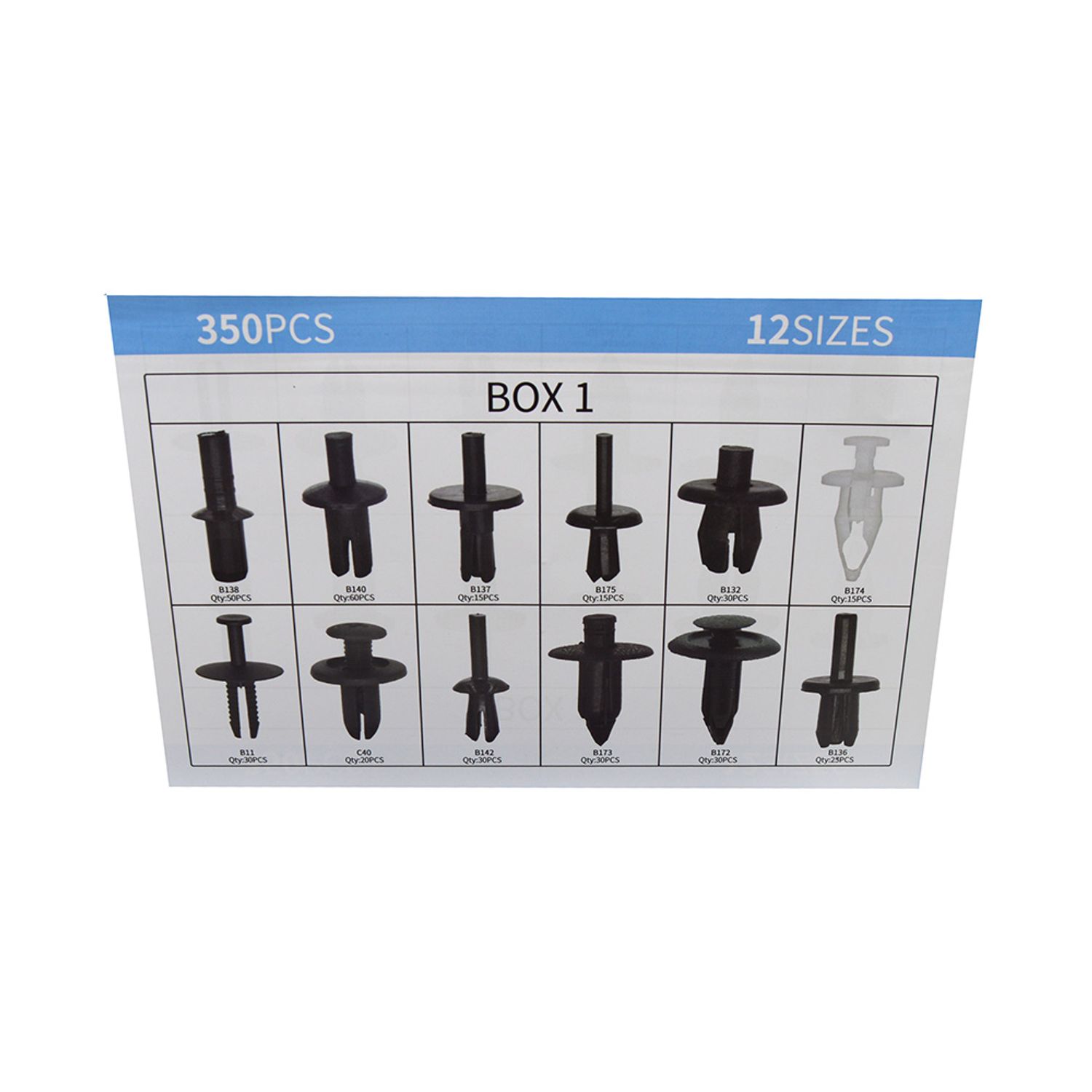 Set 350 cleme fixare, Ford, Mercedes Benz, BMW, Mazda fotografia produsului View 3 L