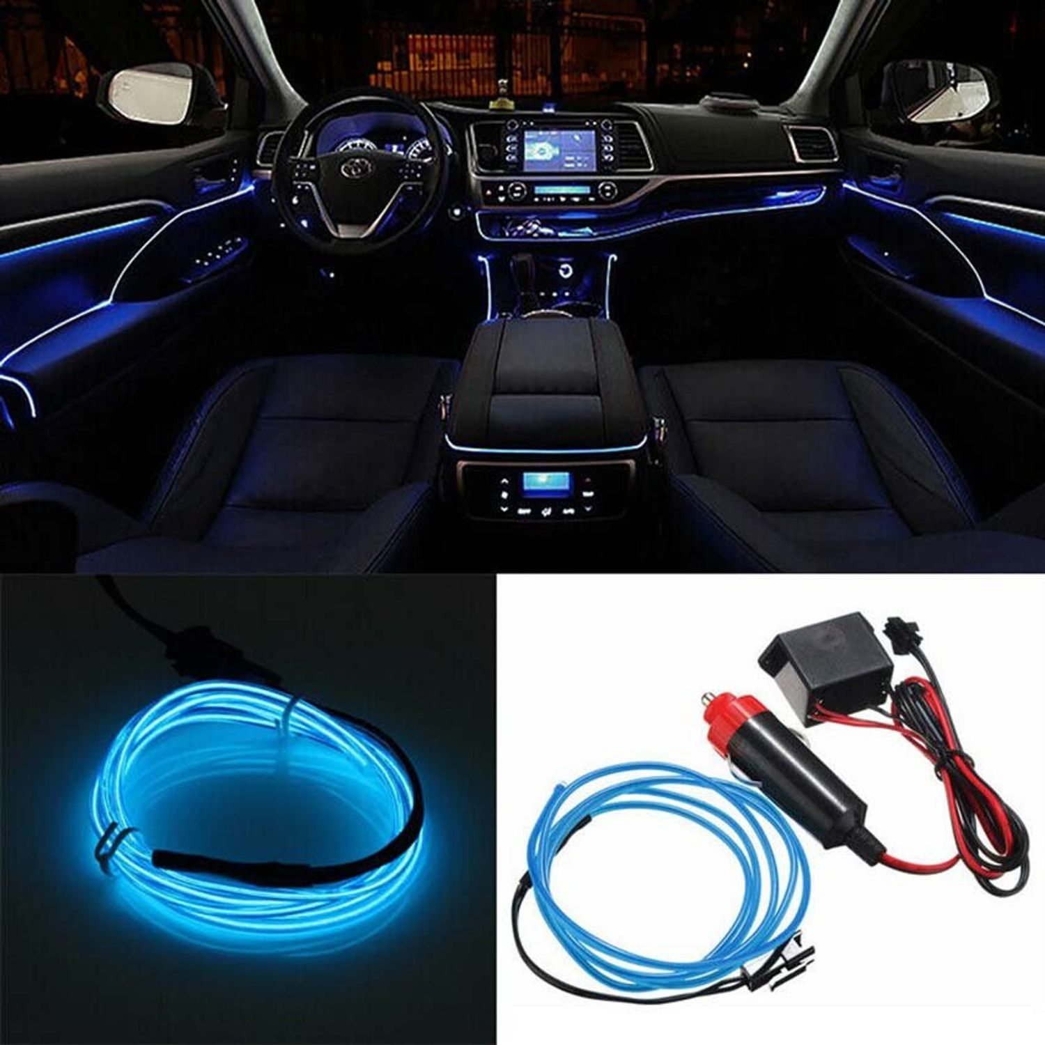 Banda neon auto, flexibila, 12V, 2m, rosu/albastru fotografia produsului View 5 L