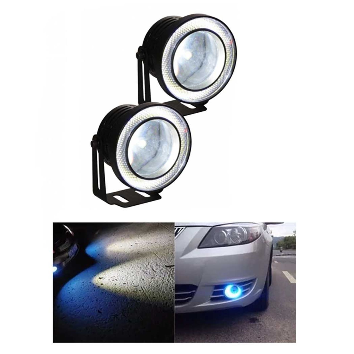 Set 2 proiectoare auto cu LED Angel Eyes, 64mm fotografia produsului View 4 L