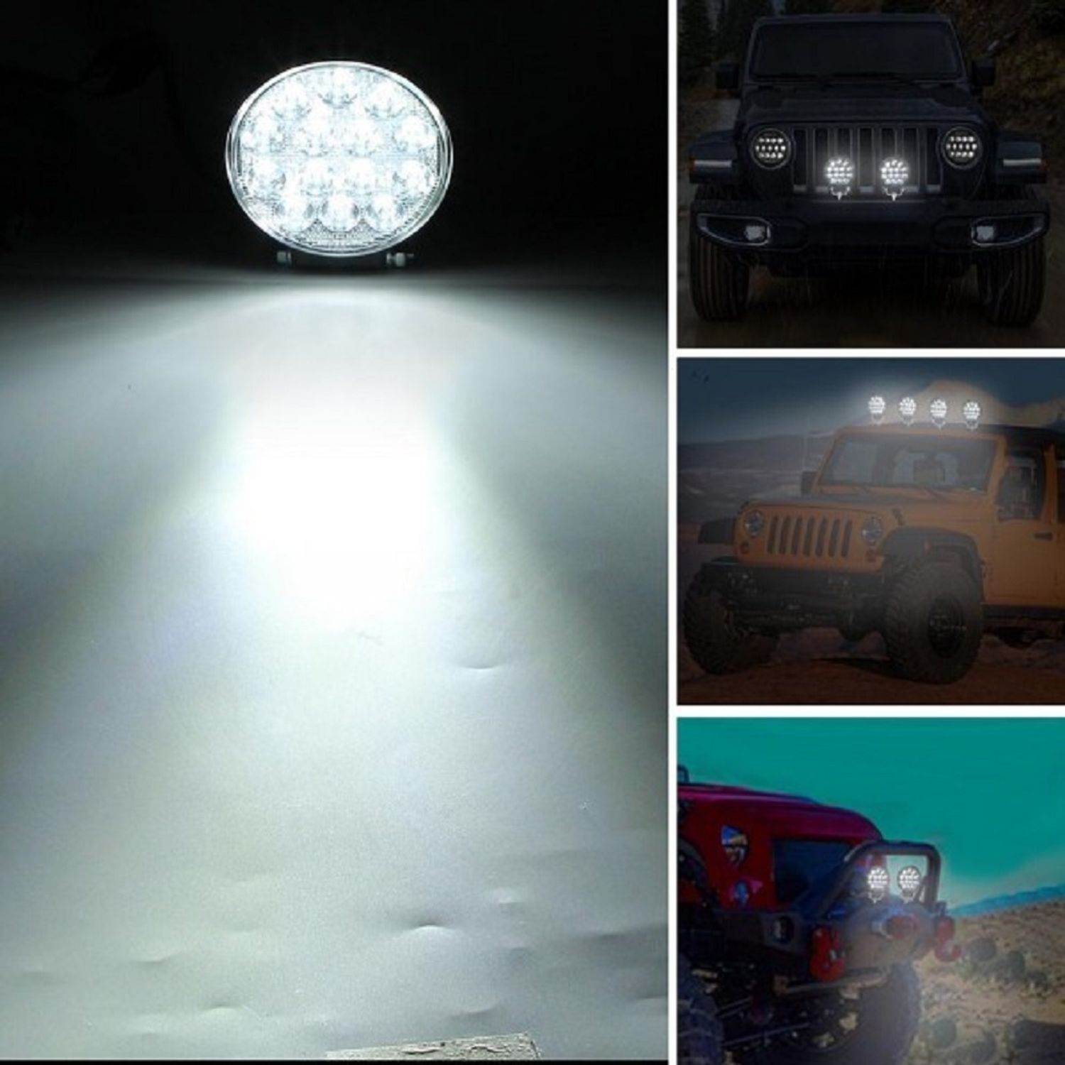 Set 2 proiectoare LED Rotunde, 14 LED uri, 35mm, 42W fotografia produsului View 2 L