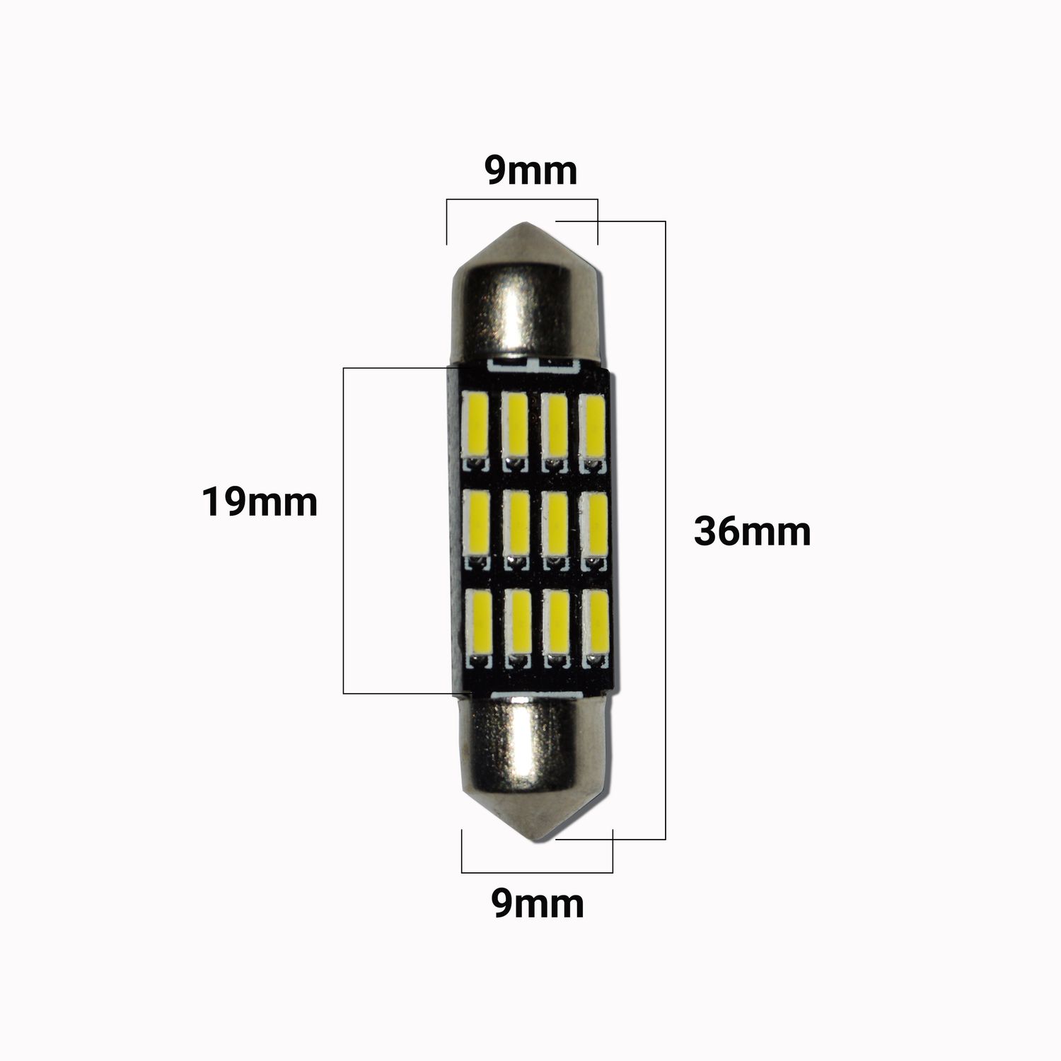 Set 2 x Bec LED 36mm, 12LED SMD, 12V, ALB, 4014 fotografia produsului View 3 L
