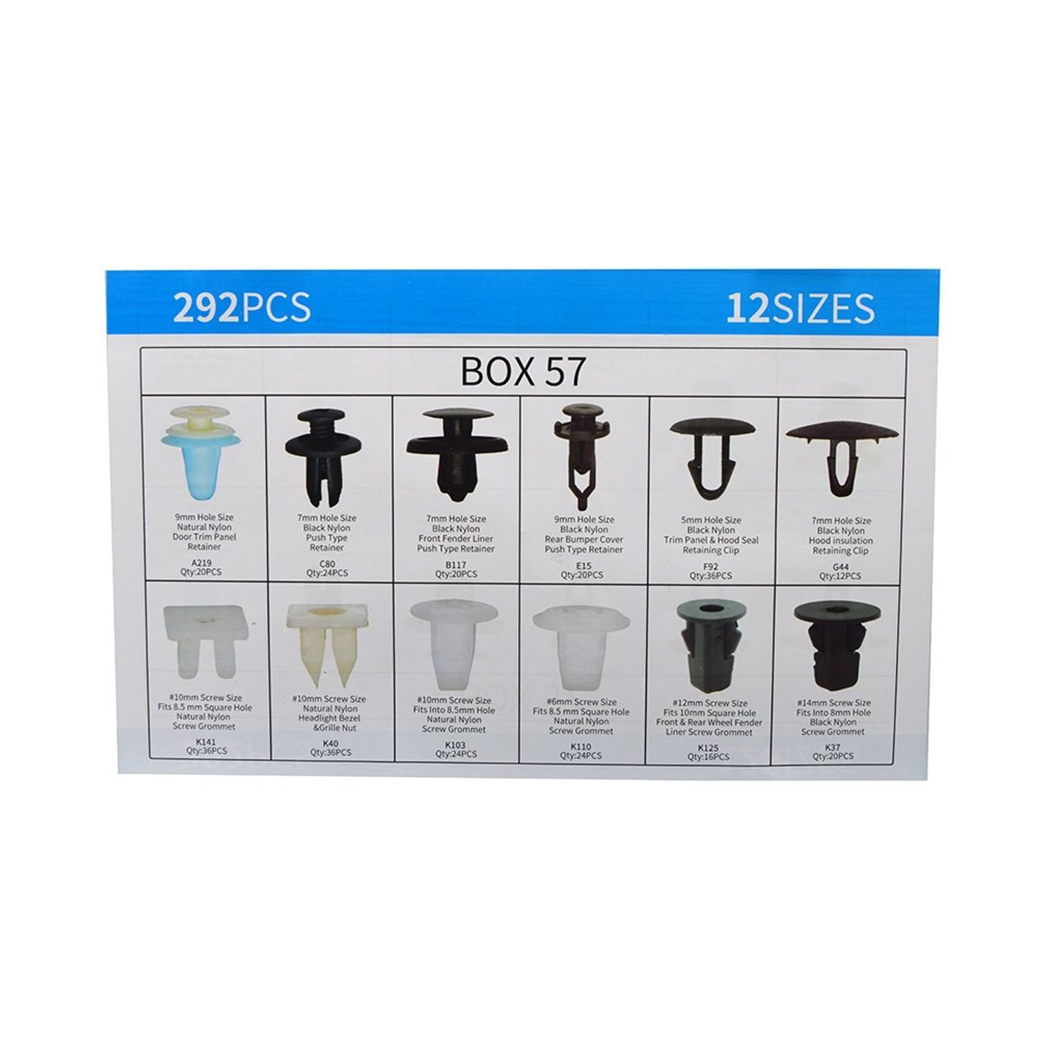 Set cleme de fixare pentru Toyota, 292 piese, plastic fotografia produsului View 3 L